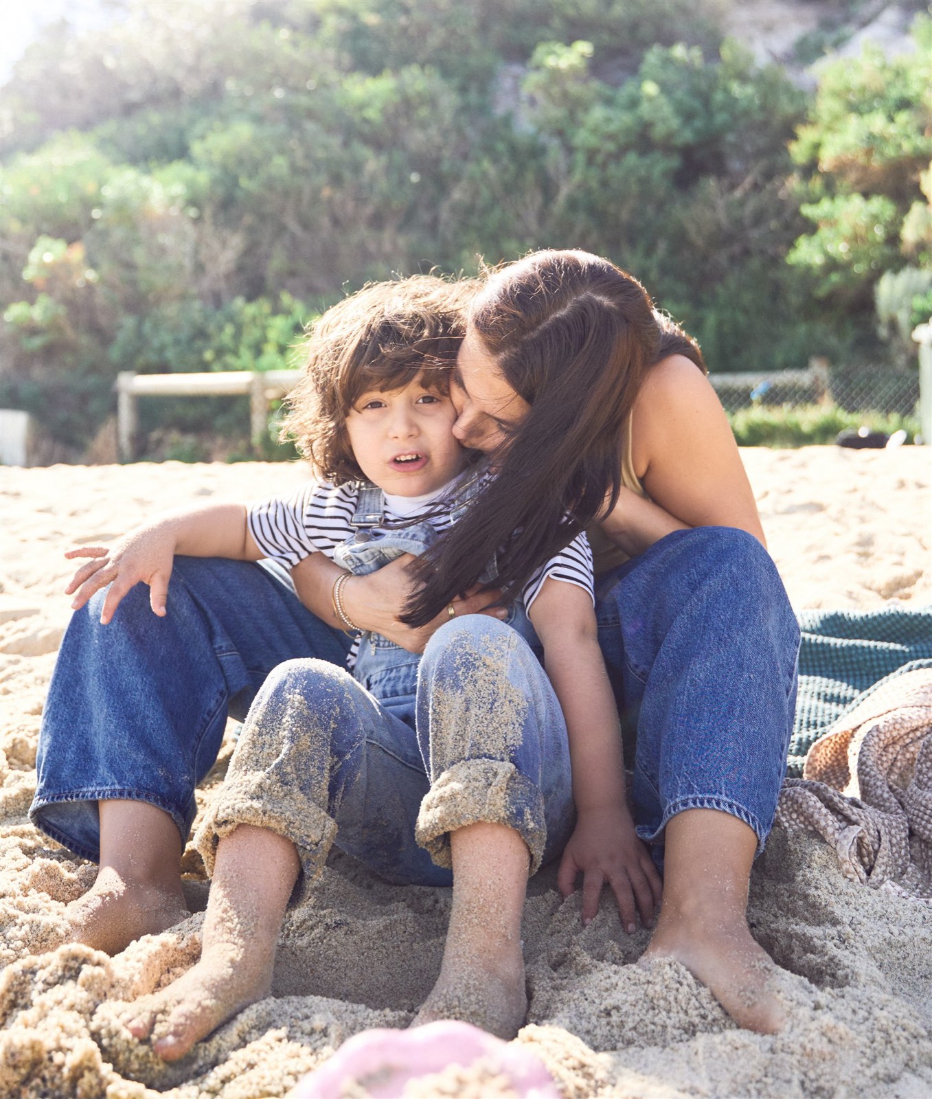 Mum and daughter exploring the beach shoreline near Mt Eliza