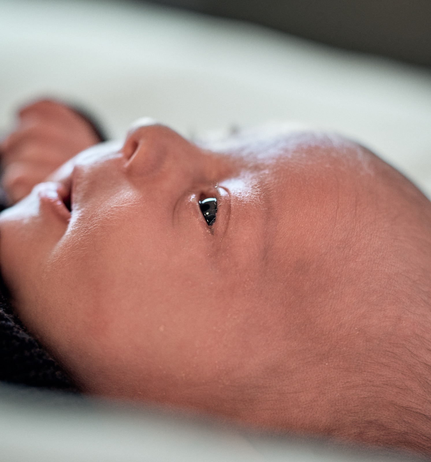Soft close-up of a newborn's profile